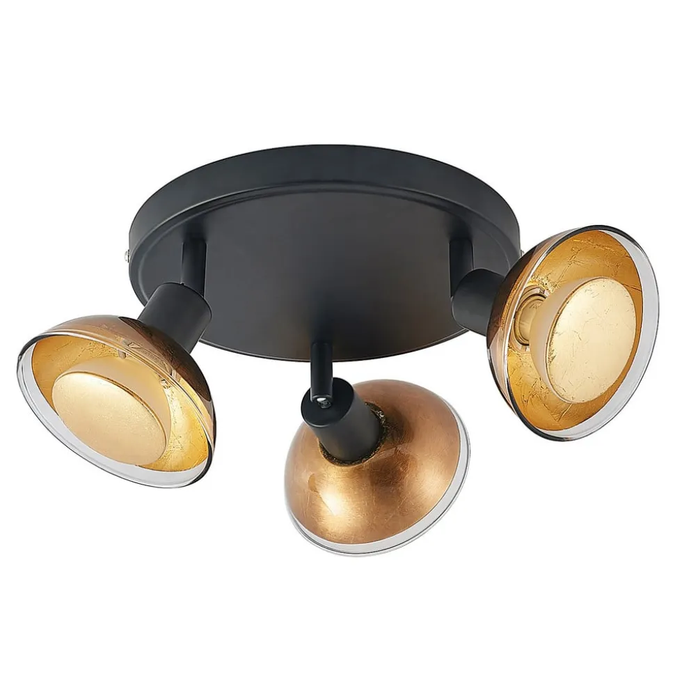 Lindby Erin loftspot, sort/guld, Ø 22 cm, glas