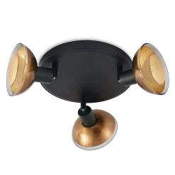 Lindby Erin loftspot, sort/guld, Ø 22 cm, glas