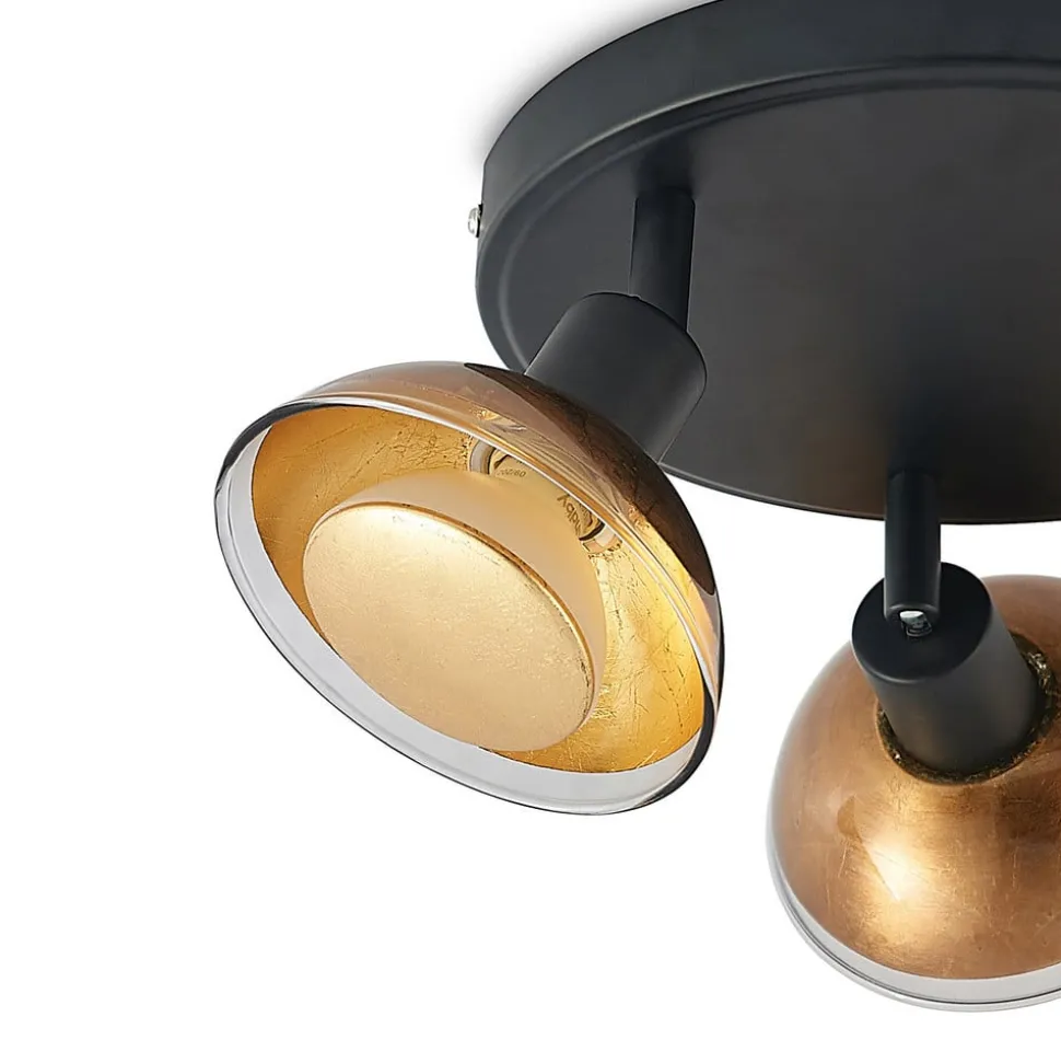 Lindby Erin loftspot, sort/guld, Ø 22 cm, glas