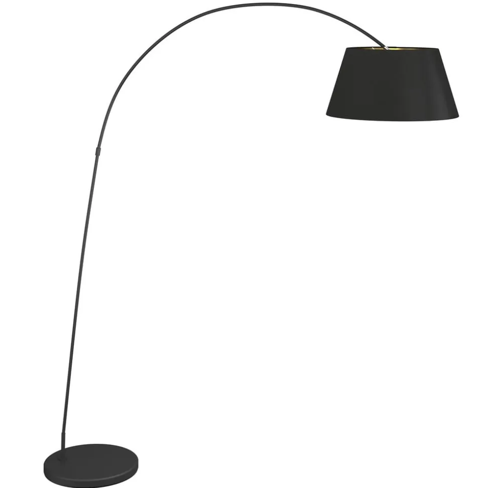 Lindby Esti gulvlampe, sort/guld, stof, højde 192 cm