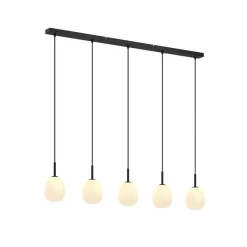 Lindby Etiena pendellampe, 5 lyskilder, opal glas