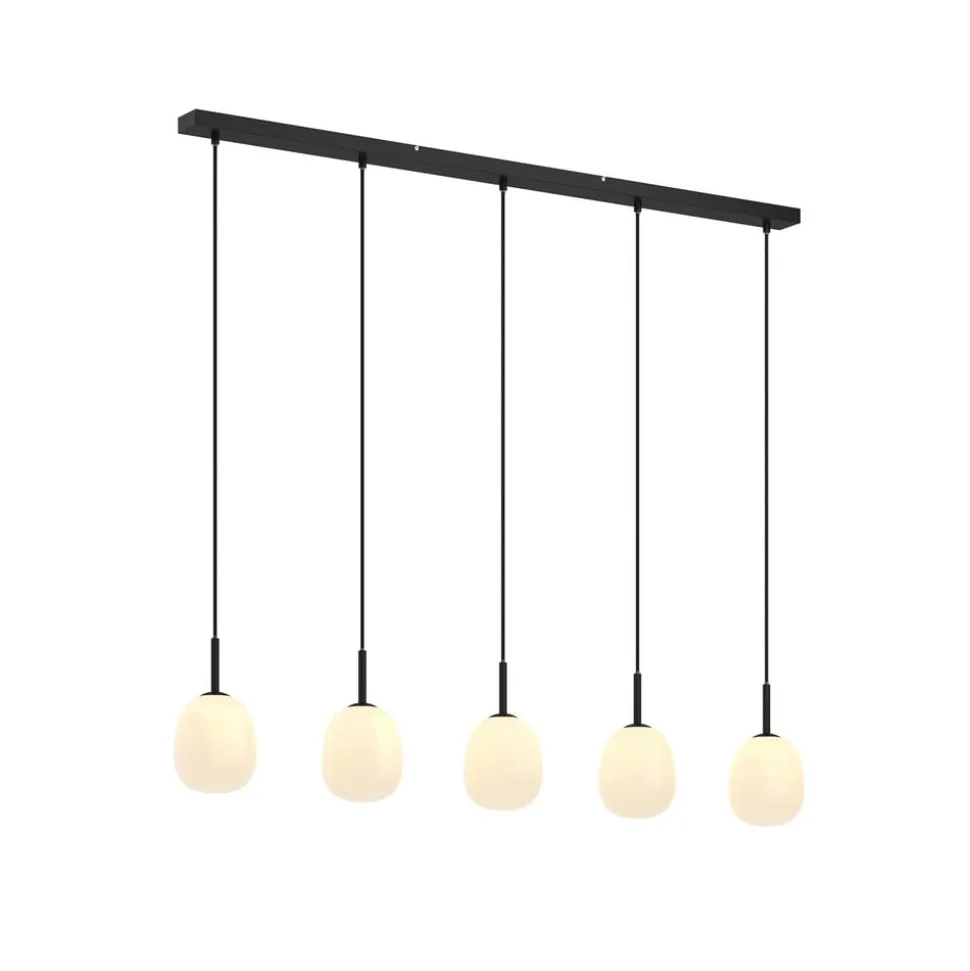 Lindby Etiena pendellampe, 5 lyskilder, opal glas