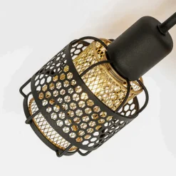 Lindby Eudoria loftlampe, 5 lyskilder, sort/guld