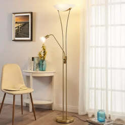 Lindby Felicia uplight med læselampe, messing