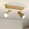 Lindby Filiz spotlight, 2 lyskilder, 27 cm, træ, beton, E14