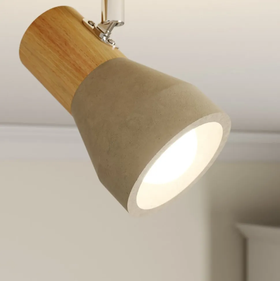 Lindby Filiz spotlight, 2 lyskilder, 27 cm, træ, beton, E14