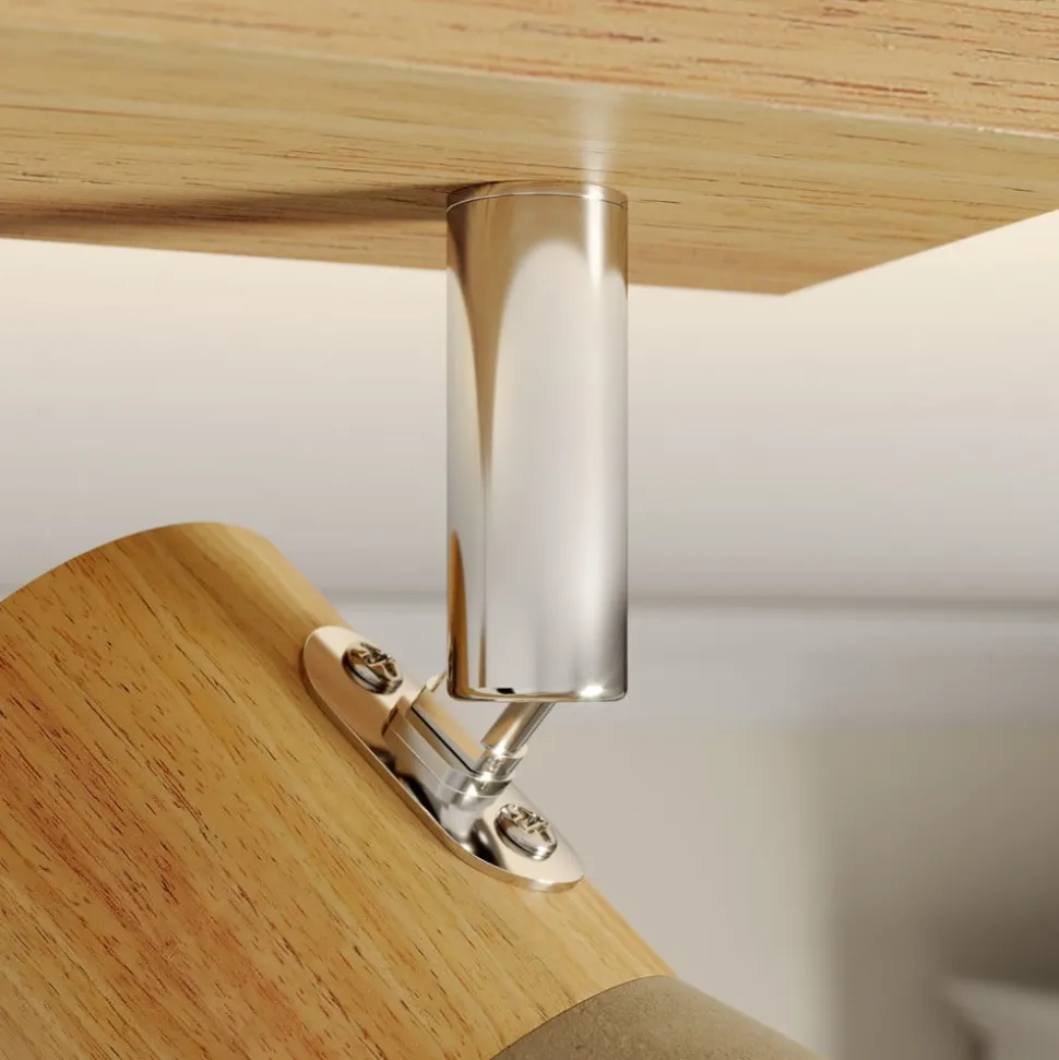 Lindby Filiz spotlight, 2 lyskilder, 27 cm, træ, beton, E14