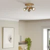 Lindby Filiz spotlight, 3 lyskilder, Ø 20 cm, træ, beton, E14