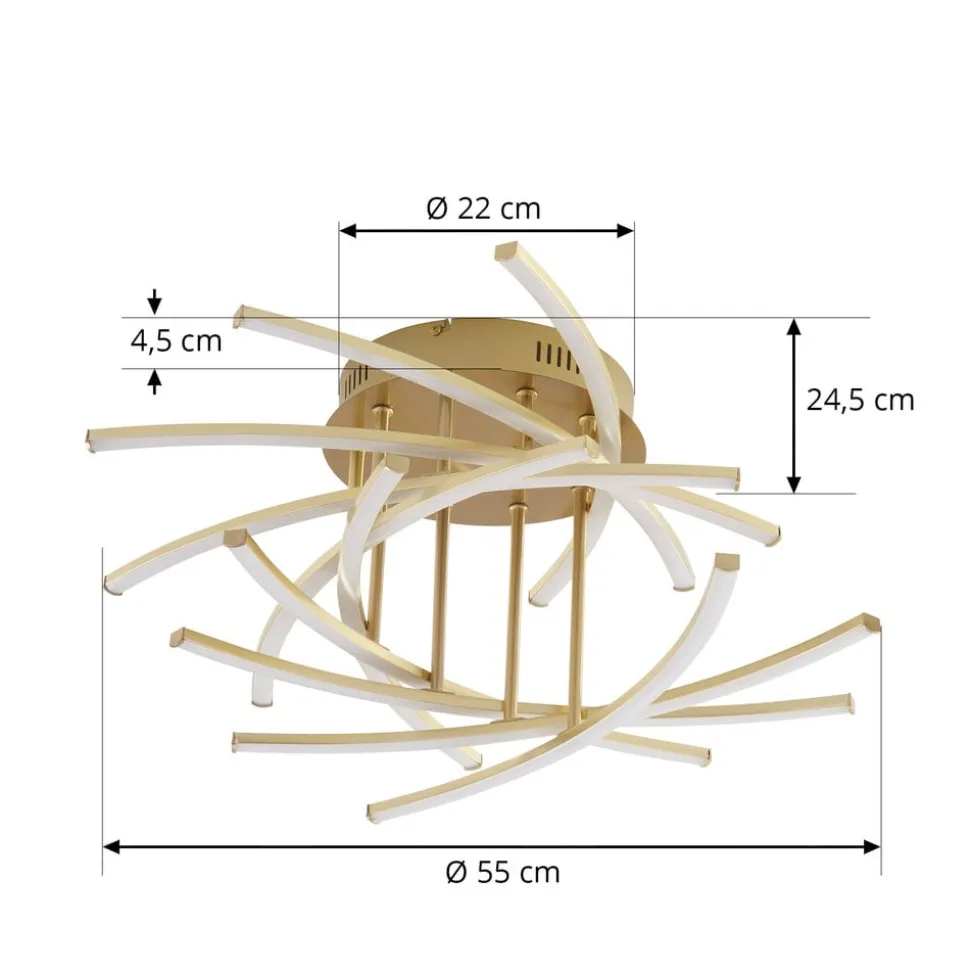 Lindby Flakira LED-loftlampe, 10 lk, antik messing