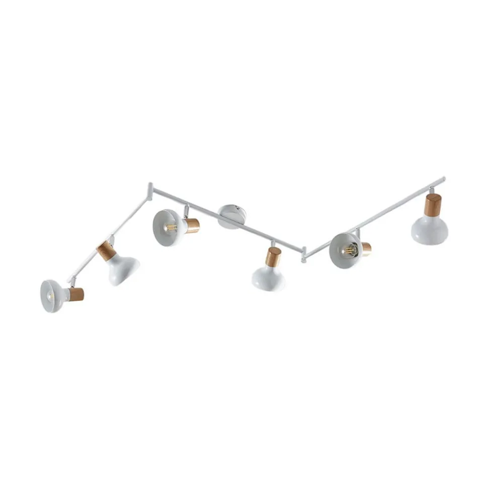 Lindby Fridolin loftspot, 160 cm, 6 lyskilder, hvid, metal