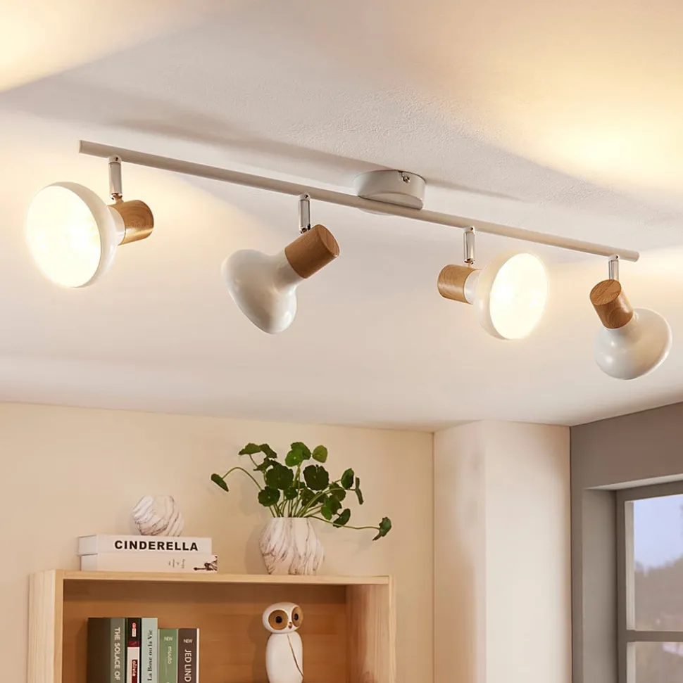 Lindby Fridolin loftspot, 70 cm, 4 lyskilder, hvid, metal