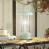 Lindby genopladelig bordlampe Yvette, grøn, IP44, touchdæmper