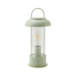 Lindby genopladelig bordlampe Yvette, grøn, IP44, touchdæmper