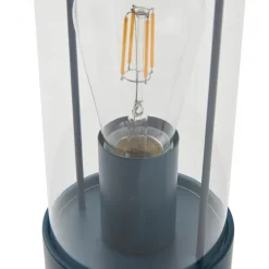 Lindby genopladelig bordlampe Yvette, blå, IP44, touchdæmper