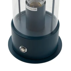Lindby genopladelig bordlampe Yvette, blå, IP44, touchdæmper