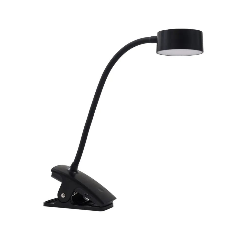 Lindby genopladelig klemmelampe Maori, sort, metal, CCT