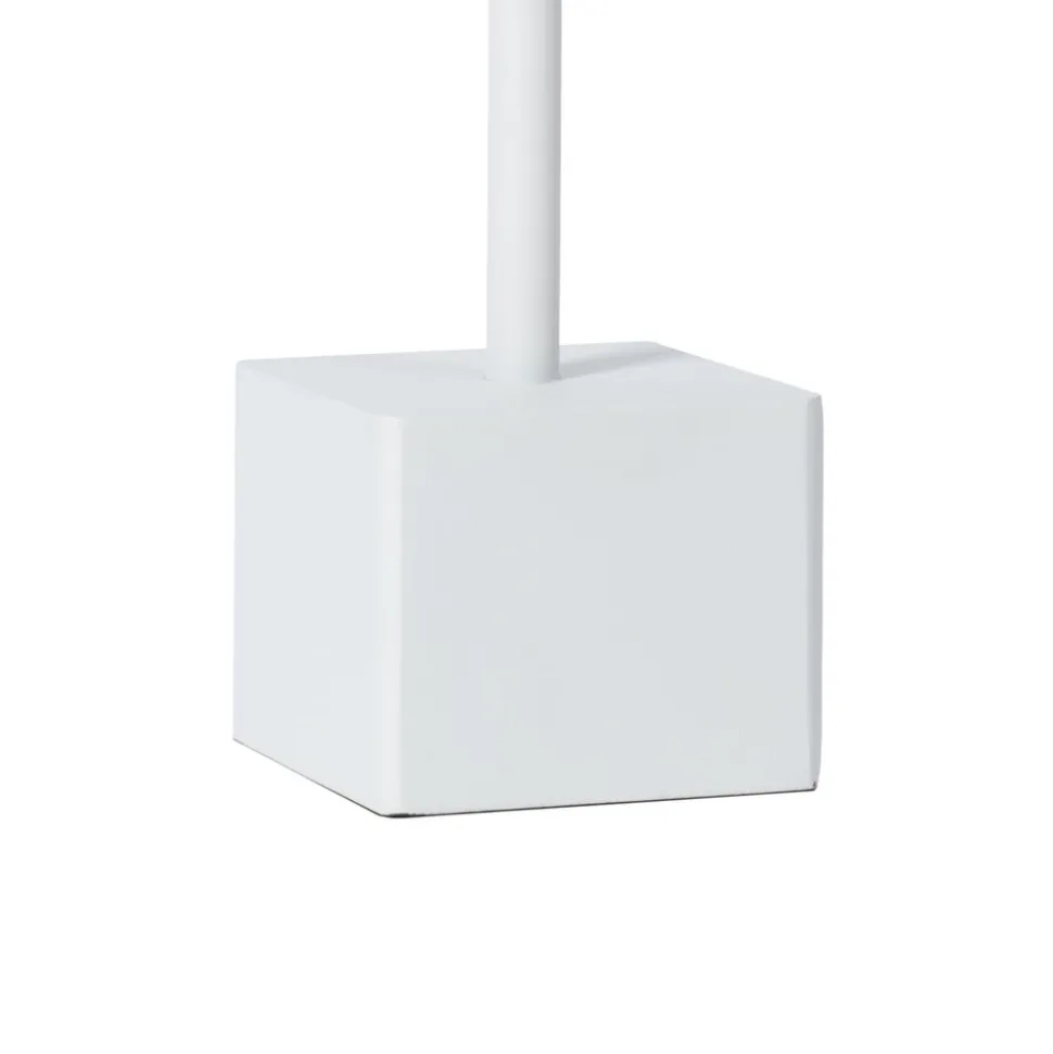 Lindby genopladelig LED-bordlampe Janea CUBE, hvid, metal