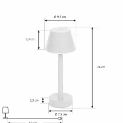 Lindby genopladelig LED-lampe Gaja, hvid, USB, IP44, RGBW, dæmpbar