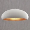 Lindby Gerwina pendellampe, hvid/guld, metal, 40 cm, E27