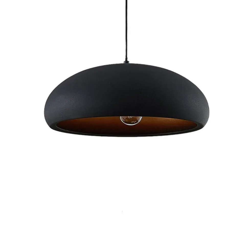 Lindby Gerwina pendellampe, sort/guld, metal, 40 cm, E27