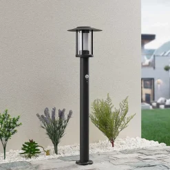 Lindby Gregory LED-vejlampe, 76 cm, sensor, mørkegrå, IP44
