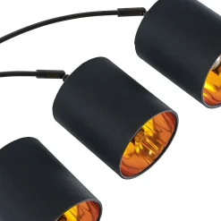 Lindby gulvlampe Abiram, sort/guld, tekstil, 70 cm