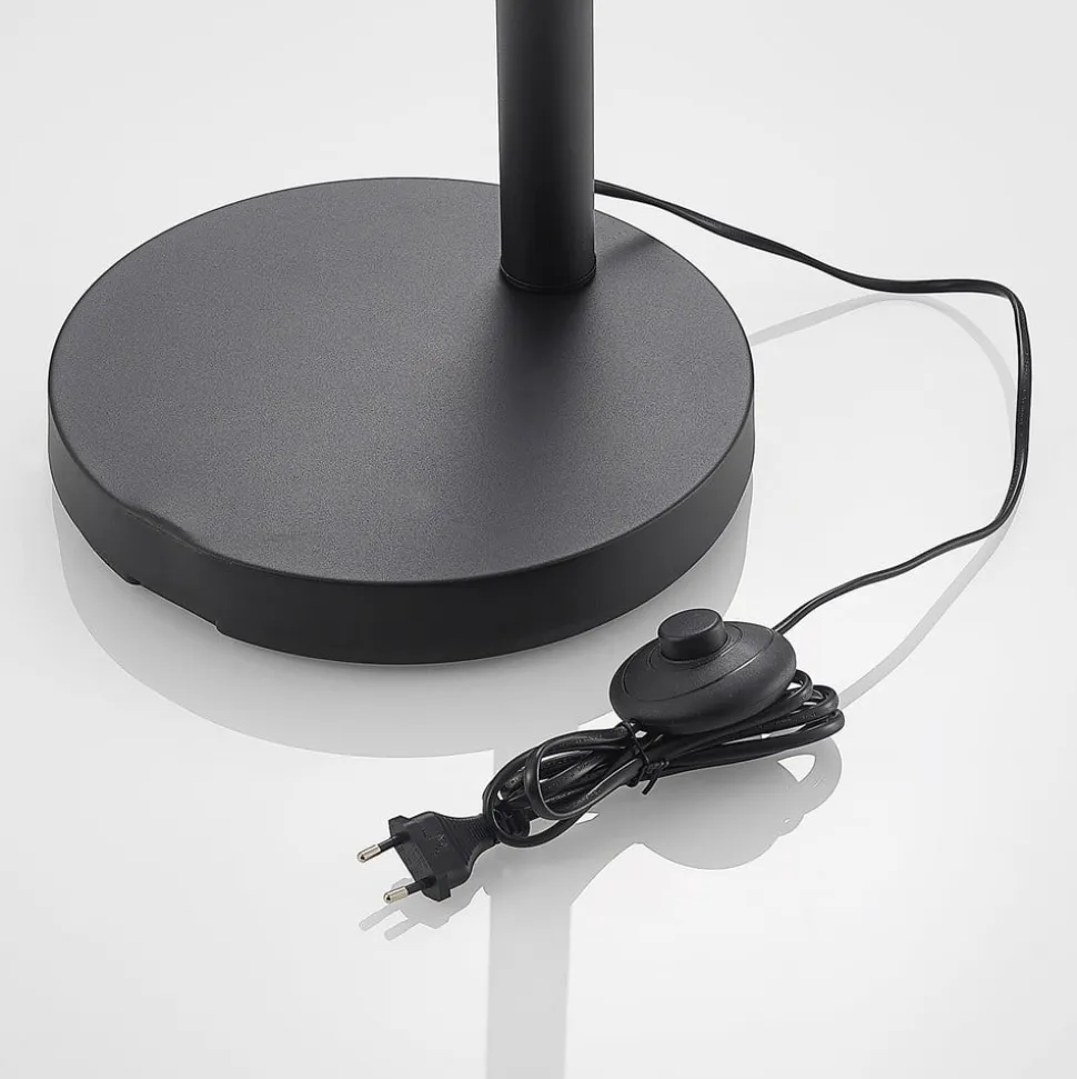Lindby gulvlampe Abiram, sort/guld, tekstil, 70 cm