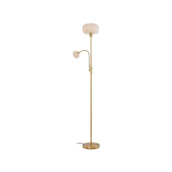 Lindby gulvlampe Aliette, guld/amber, glas, læselampe