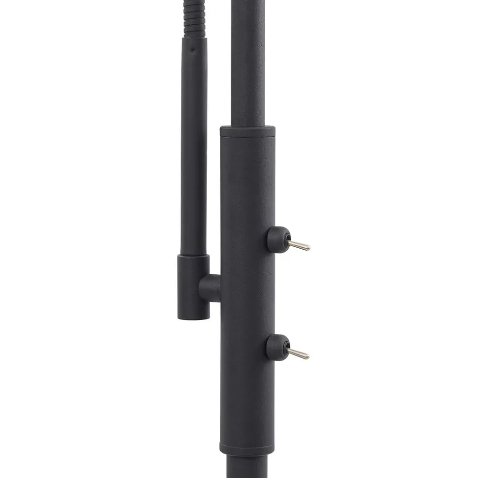 Lindby gulvlampe Aliette, sort/grå, glas, læselampe