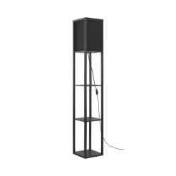 Lindby gulvlampe Birta, sort, hylde, træ, 159 cm
