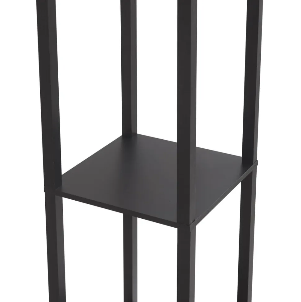 Lindby gulvlampe Birta, sort, hylde, træ, 159 cm