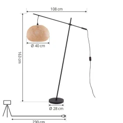 Lindby gulvlampe Dabila, bambus, 165 cm høj, E27