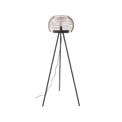 Lindby gulvlampe Ediz, sort, træ, 159 cm høj, E27