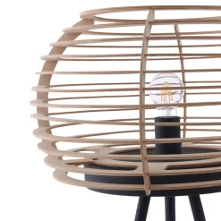 Lindby gulvlampe Ediz, sort, træ, 159 cm høj, E27