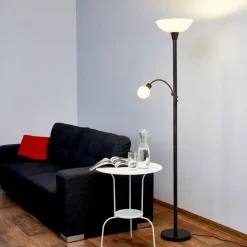 Lindby gulvlampe Elaina, læselampe, rustfarvet, 180 cm, E27