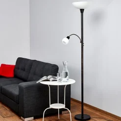 Lindby gulvlampe Elaina, læselampe, rustfarvet, 180 cm, E27