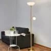 Lindby gulvlampe Elaina, læselampe, messingfarvet, 183cm E27