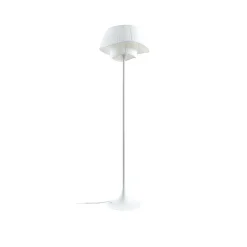 Lindby gulvlampe Eryndor, hvid, tekstil, Ø 47 cm, E27