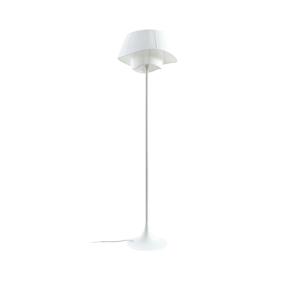 Lindby gulvlampe Eryndor, hvid, tekstil, Ø 47 cm, E27