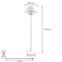 Lindby gulvlampe Eryndor, hvid, tekstil, Ø 47 cm, E27