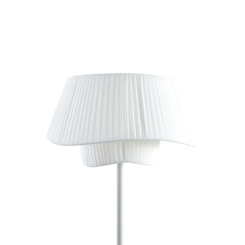 Lindby gulvlampe Eryndor, hvid, tekstil, Ø 47 cm, E27