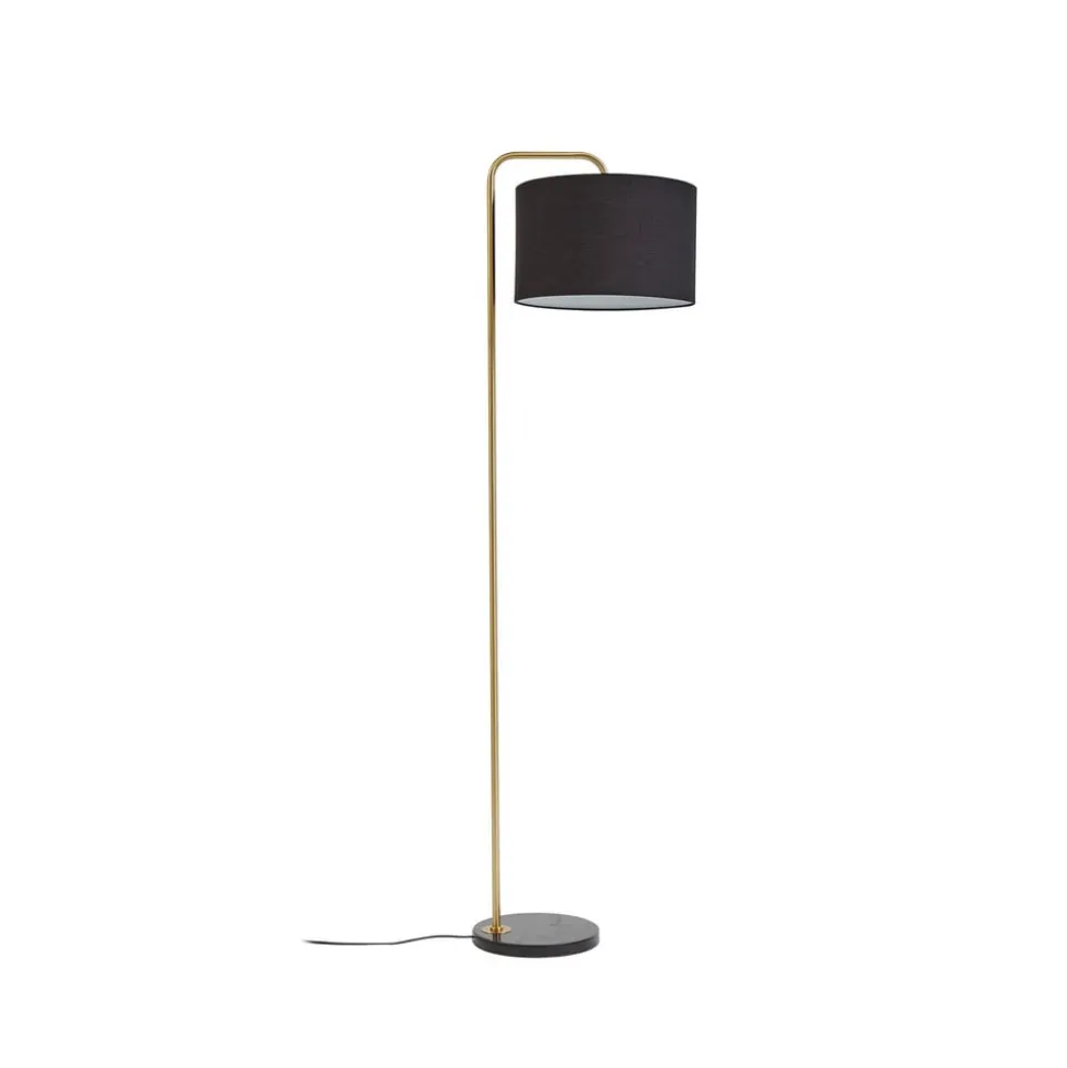 Lindby gulvlampe Hillary, sort/guld, marmor, 153 cm