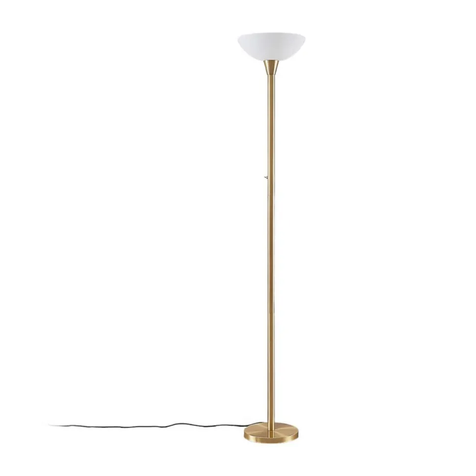 Lindby gulvlampe Ignacia, messingfarvet, glas, 180 cm, E27