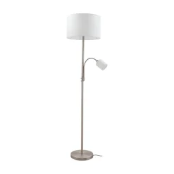 Lindby gulvlampe Jaileen, hvid, tekstil, 170 cm, læselampe
