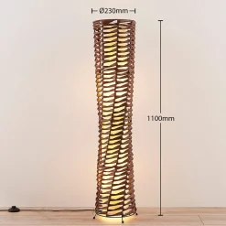 Lindby gulvlampe Joas, 110 cm, papir, tekstil, brun