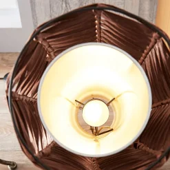 Lindby gulvlampe Joas, 110 cm, papir, tekstil, brun