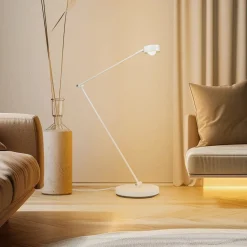 Lindby gulvlampe Jyla, hvid, linse, 3000K, GX53, jern
