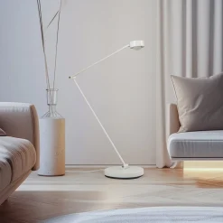 Lindby gulvlampe Jyla, hvid, linse, 3000K, GX53, jern
