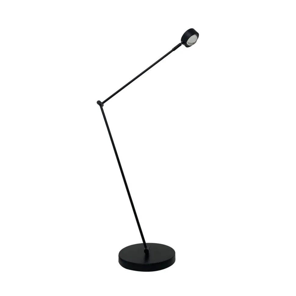 Lindby gulvlampe Jyla, sort, linse, 3000K, GX53, jern
