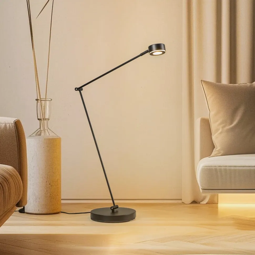 Lindby gulvlampe Jyla, sort, 4000K, GX53, jern
